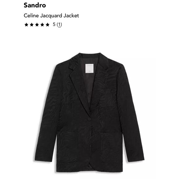 Sandro Celine Jacquard Jacket Linen Blend Black Size 40 US Size 8 - Picture 10 of 11